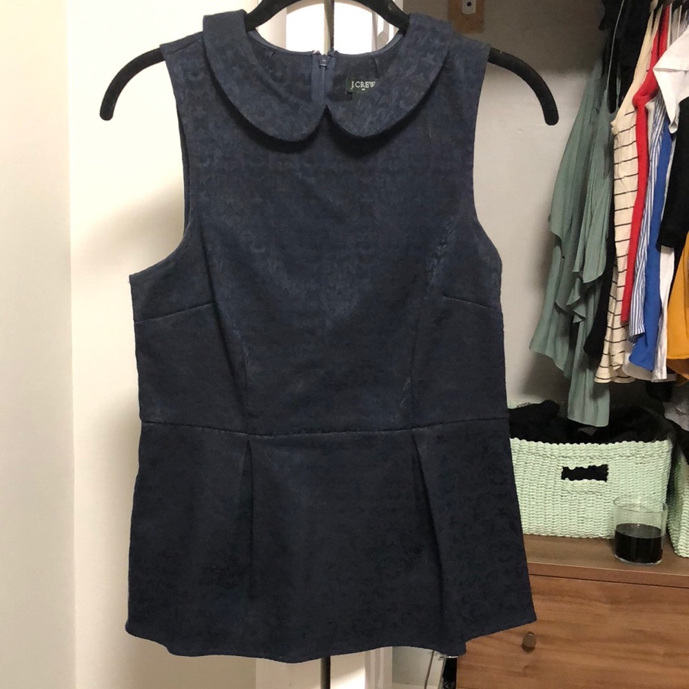 Navy J Crew Peplum Sleeveless Top